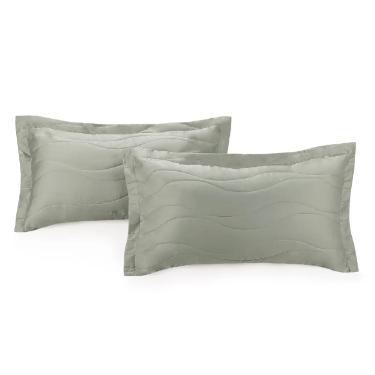 Jogo de Porta Travesseiro Trussardi Novara 300 fios 2 pe�as 50cmx90cm Pistacchio