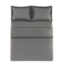 Jogo de len�ol Trussardi Scarpe 200 fios 100% Algod�o King Ard�sia/Nero