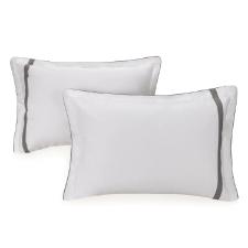 Jogo de fronhas 2 pe�as Trussardi Mazzini 200 fios50cmx70cm Branco/Ard�sia