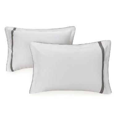 Jogo de fronhas 2 pe�as Trussardi Mazzini 200 fios50cmx70cm Branco/Ard�sia