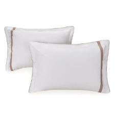 Jogo de fronhas 2 pe�as Trussardi Mazzini 200 fios 50cmx70cm Branco/Avena