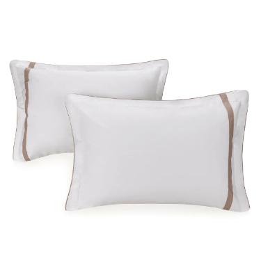 Jogo de fronhas 2 pe�as Trussardi Mazzini 200 fios 50cmx70cm Branco/Avena