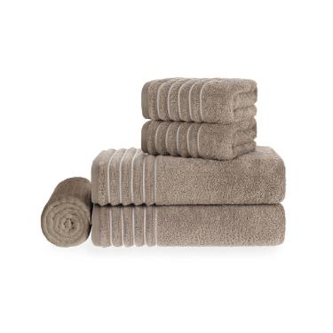 Jogo de toalhas Trussardi Palladio 5 pe�as 86x150cm 100% Algod�o Ard�sia/Branco