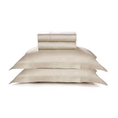 Jogo de len�ol Trussardi Galieno 300 fios 100% Algod�o Casal Nocciola