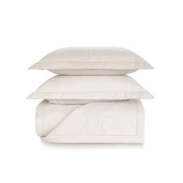 Colcha com 2 Porta-travesseiros em algod�o Trussardi Palazzi King 290x250cm branco