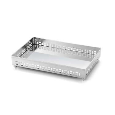 Bandeja Retangular St. James Mirror Cross Pequena 30x20cm: Banho de Prata