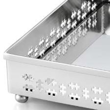 Bandeja Retangular St. James Mirror Cross Pequena 30x20cm: Banho de Prata