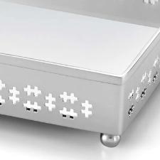 Bandeja Retangular St. James Mirror Cross Pequena 30x20cm: Banho de Prata