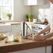 Jarra Oval para �gua Saint James Infinity em Prata, 1,3 Litro, Luxo e Eleg�ncia para Mesa