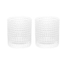 Jogo de copos para whisky borda prateada em vidro Wolff Spike 320ml 2 pe�as incolor