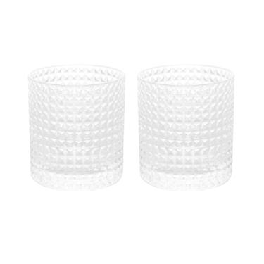 Jogo de copos para whisky borda prateada em vidro Wolff Spike 320ml 2 pe�as incolor