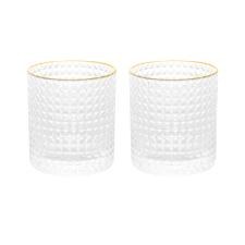 Jogo de copos para whisky borda dourada em vidro Wolff Spike 320ml 2 pe�as