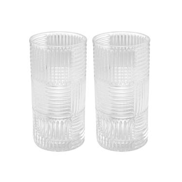 Jogo de copos para altos borda prateada em vidro Wolff Chess 400ml 2 pe�as