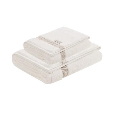 Jogo de banho e rosto Trussardi Reali 2 pe�as 86cmx1,50m Branco/Bege