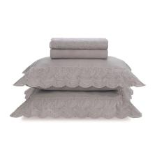 Jogo de len�ol Trussardi Scalvini 300 fios em algod�o Eg�pcio King Marmo e Platino