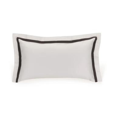 Fronha Trussardi Vercelli 300 fios 50cmx70cm em algod�o Eg�pcio branco e chumbo