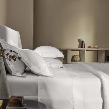 Jogo de len�ol Trussardi San Pietro 200 fios em algod�o Casal Branco/Branco