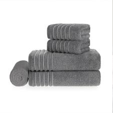 Jogo de Banho Trussardi Palladio 5 Pe�as 86cmx1,50m em algod�o Ard�sia/Branco