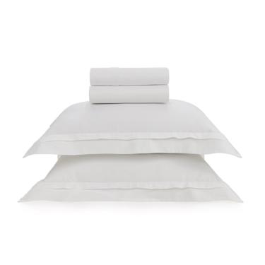 Jogo de len�ol Trussardi Vercelli 300 fios em algod�o King Branco