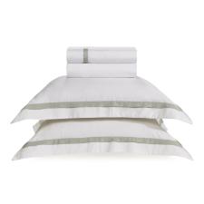 Jogo de len�ol Trussardi Vercelli 300 fios em algod�o Queen Branco e Pistacchio