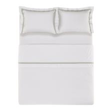 Jogo de len�ol Trussardi Vercelli 300 fios em algod�o Queen Branco e Pistacchio