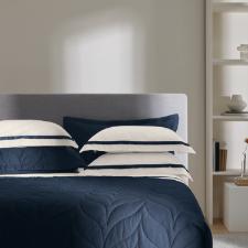 Jogo de len�ol Trussardi Vercelli 300 fios em algod�o King Branco e Marmo