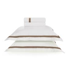 Jogo de len�ol Trussardi Vercelli 300 fios em algod�o King Branco e Nocciola