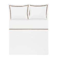 Jogo de len�ol Trussardi Vercelli 300 fios em algod�o Queen Branco e Nocciola