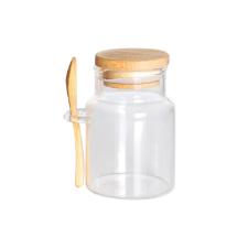 Porta mantimento em vidro com tampa e colher bambu Dynasty 250ml incolor