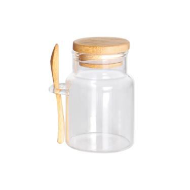 Porta mantimento em vidro com tampa e colher bambu Dynasty 250ml incolor