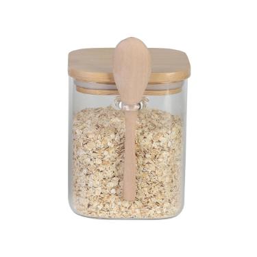 Porta mantimento em vidro com tampa e colher bambu Dynasty 800ml
