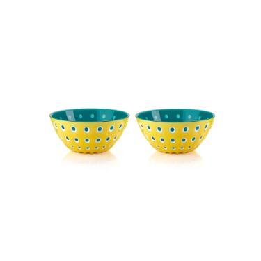 Jogo de bowls em acr�lico Guzzini Le Murrine 2 pe�as 12cm amarelo com �gua marinha