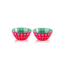 Jogo de bowls em acr�lico Guzzini Le Murrine 2 pe�as 12cm magenta com verde