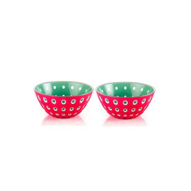 Jogo de bowls em acr�lico Guzzini Le Murrine 2 pe�as 12cm magenta com verde