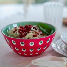Saladeira bowl em acr�lico Guzzini Le Murrine 25cm magenta com verde