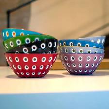Saladeira bowl em acr�lico Guzzini Le Murrine 20cm vermelho com branco