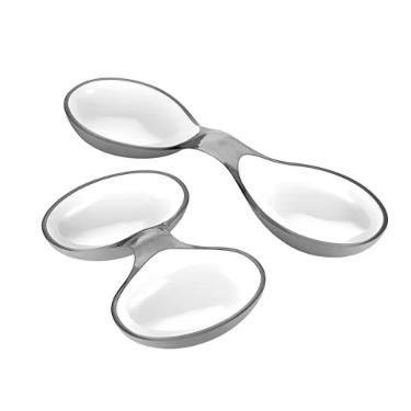 Jogo de petisqueiras em acr�lico Guzzini Every Day 2 pe�as branca com cinza c�u