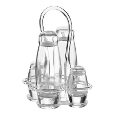 Galheteiro com garrafas em vidro Guzzini Every Day 5 pe�as incolor