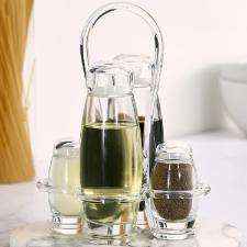 Galheteiro com garrafas em vidro Guzzini Every Day 5 pe�as incolor