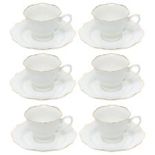 Jogo de x�caras de ch� de porcelana Wolff Maldivas 6 pe�as 180ml filete dourado