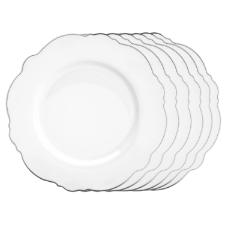 Jogo de pratos raso de porcelana Wolff Maldivas 6 pe�as 28cm filete prata