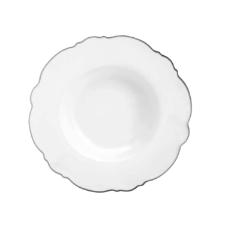 Jogo de pratos fundos de porcelana Wolff Maldivas 6 pe�as 23cm filete prata