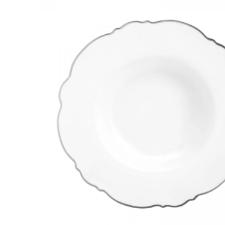 Jogo de pratos fundos de porcelana Wolff Maldivas 6 pe�as 23cm filete prata