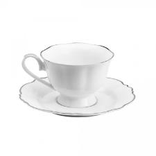 Jogo de x�caras de ch� de porcelana Wolff Maldivas 6 pe�as 180ml filete prata