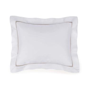 Almofada em algod�o Trussardi Frezzano Cetim 1000 Fios 30x40cm branco e legno