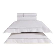 Jogo de Cama Queen 600 fios Trussardi Montale Branco e Platino