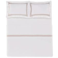 Jogo de Cama Queen Trussardi Rivus em Linho e Algod�o Branco e Natural: Tradi��o e Luxo para o seu Quarto