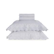 Jogo de Cama King 100% Algod�o Eg�pcio Trussardi Romanza Branco e Branco