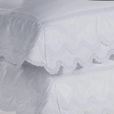 Jogo de Cama King 100% Algod�o Eg�pcio Trussardi Romanza Branco e Branco