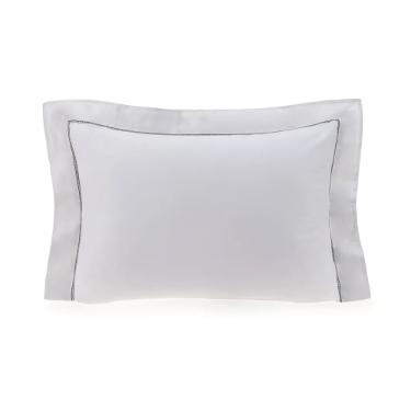 Fronha Avulsa Padr�o Cetim 300 Fios Trussardi Portello Branco e Ard�sia